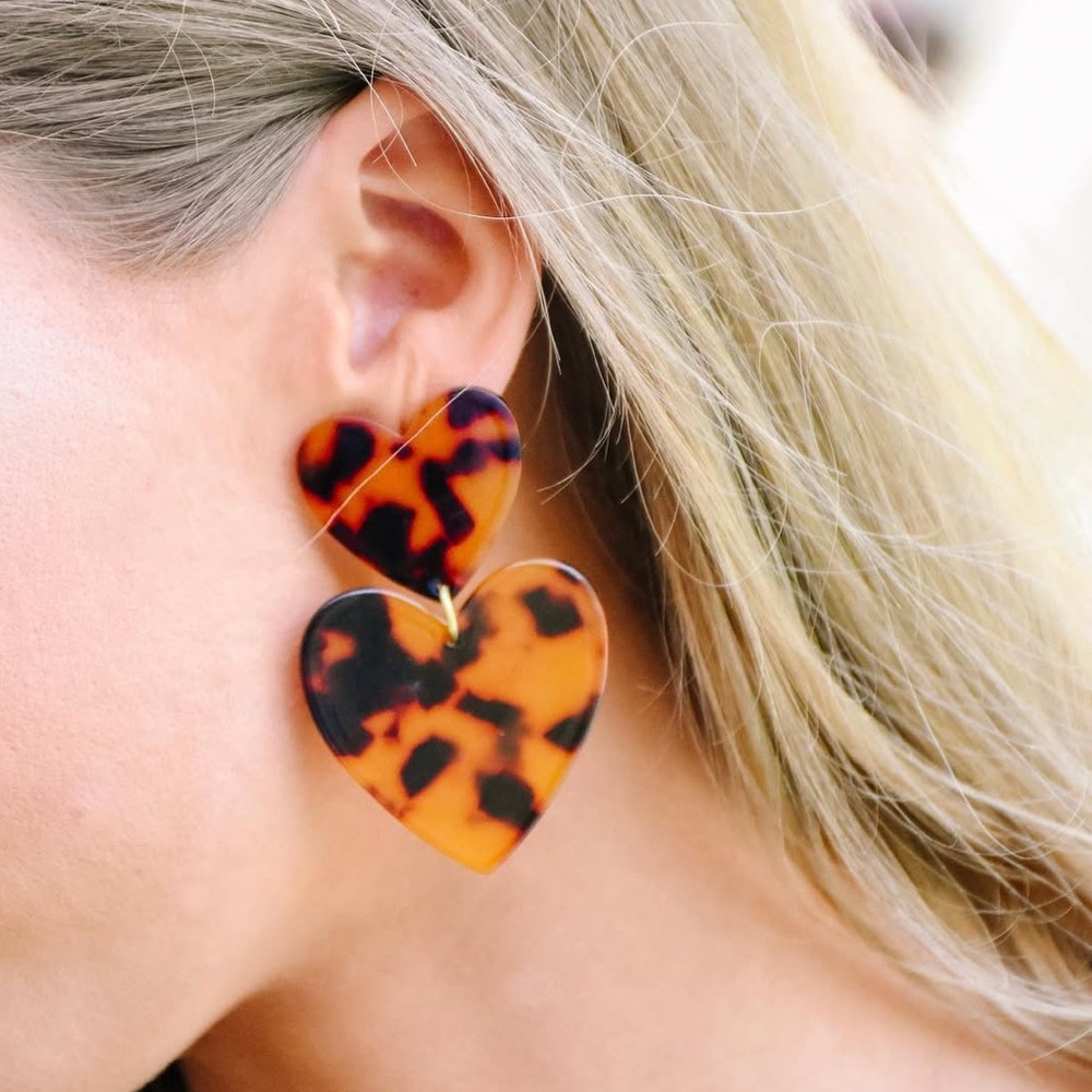 Tortoiseshell Heart Earrings